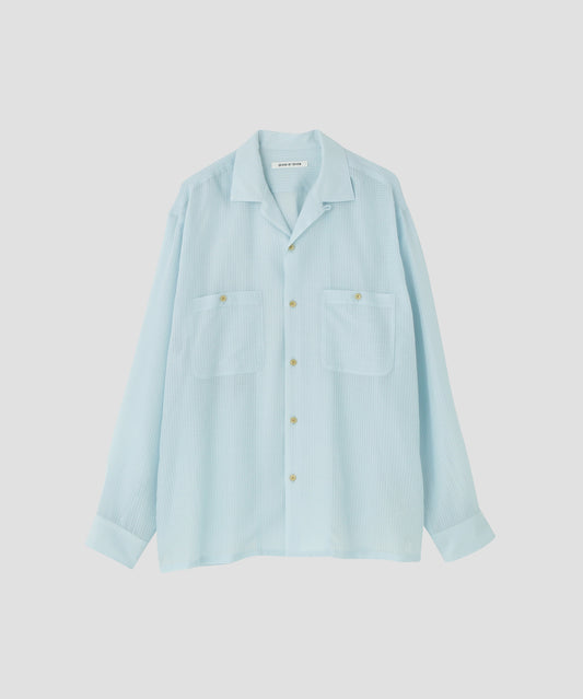 SHEER OPEN COLLAR SHIRTS　L/S ‐Gingham Check Indian fabric‐