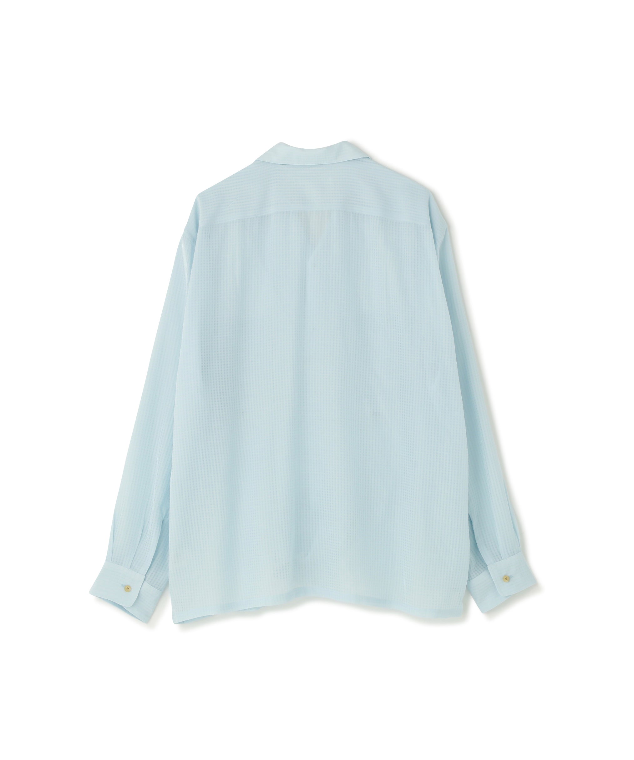 定価3.7万 SEVEN BY SEVEN OPEN COLLAR SHIRTS SHEER OPEN COLLAR SHIRTS L/S ‐Gingham Check Indian fabric‐ | SEVEN