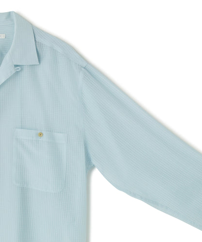 SHEER OPEN COLLAR SHIRTS　L/S ‐Gingham Check Indian fabric‐