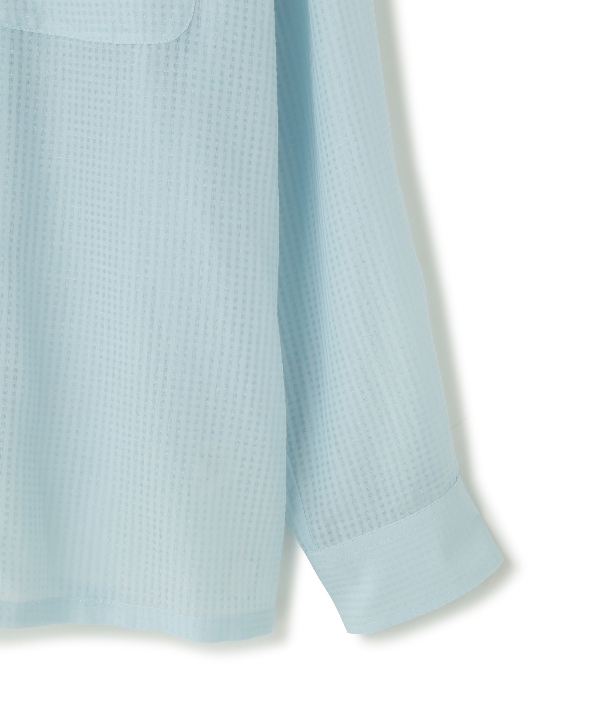 SHEER OPEN COLLAR SHIRTS L/S ‐Gingham Check Indian fabric‐ | SEVEN