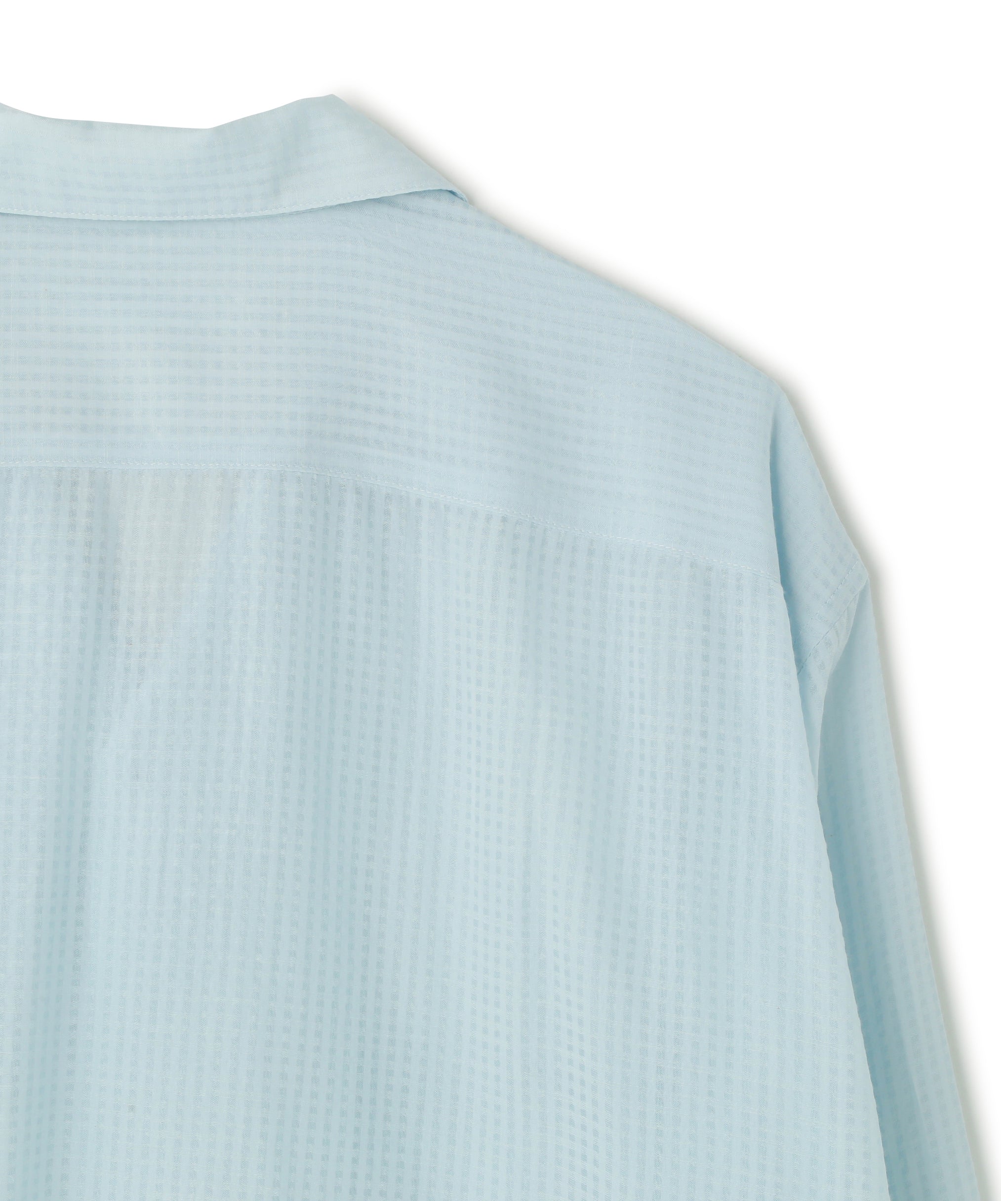 SHEER OPEN COLLAR SHIRTS L/S ‐Gingham Check Indian fabric‐ | SEVEN
