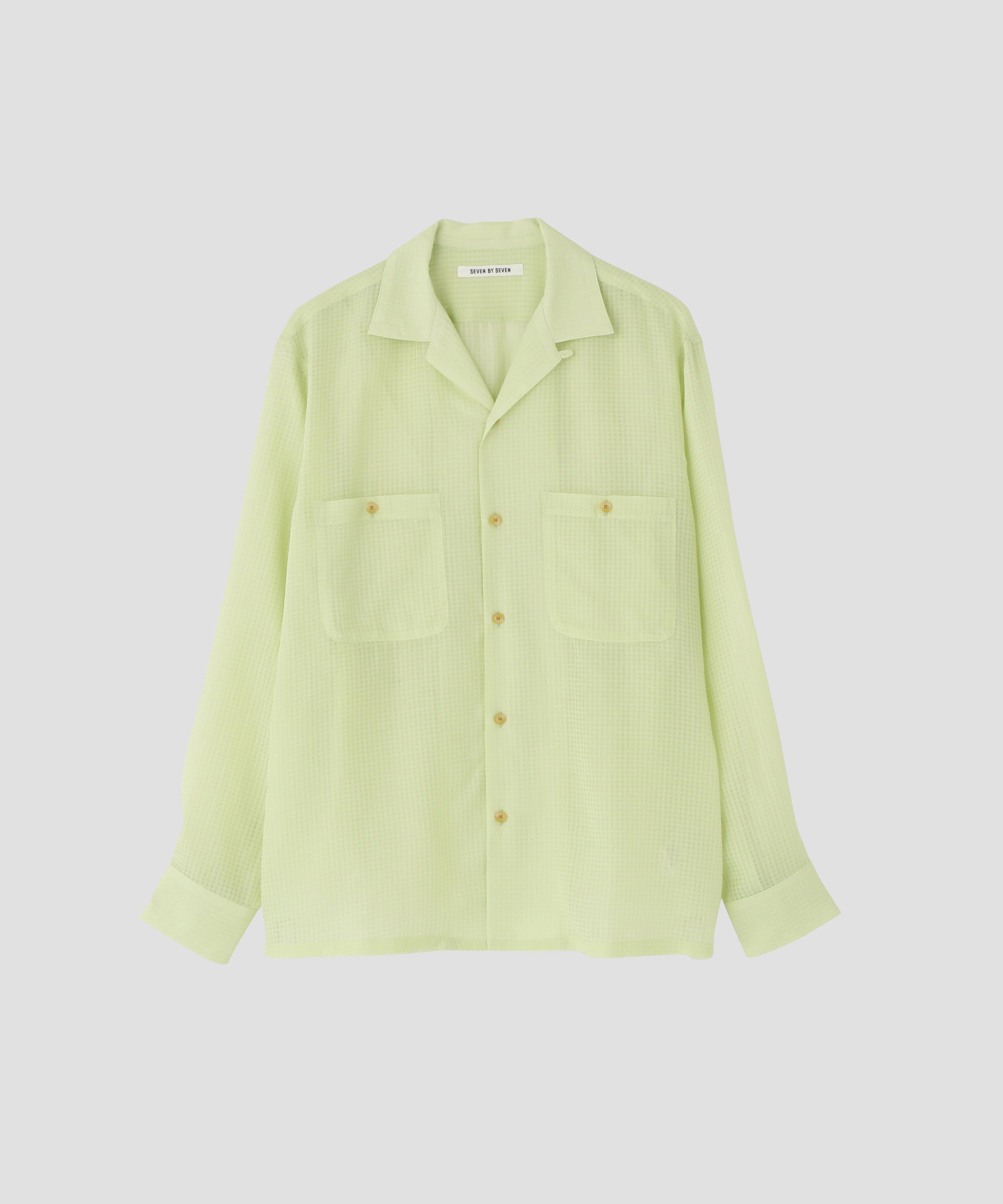 SHEER OPEN COLLAR SHIRTS L/S ‐Gingham Check Indian fabric‐ | SEVEN