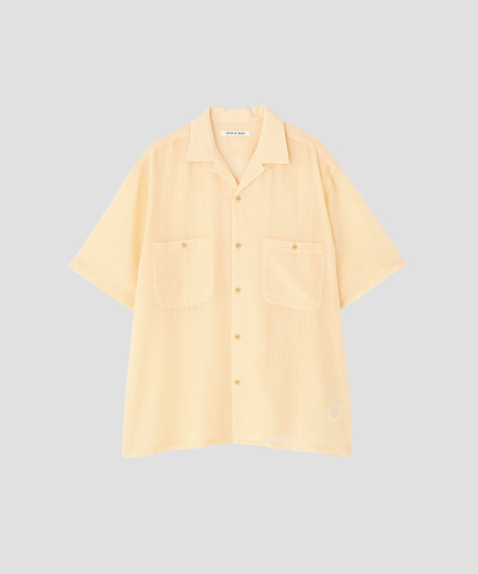 SHEER OPEN COLLAR SHIRTS　S/S ‐Gingham Check Indian fabric‐