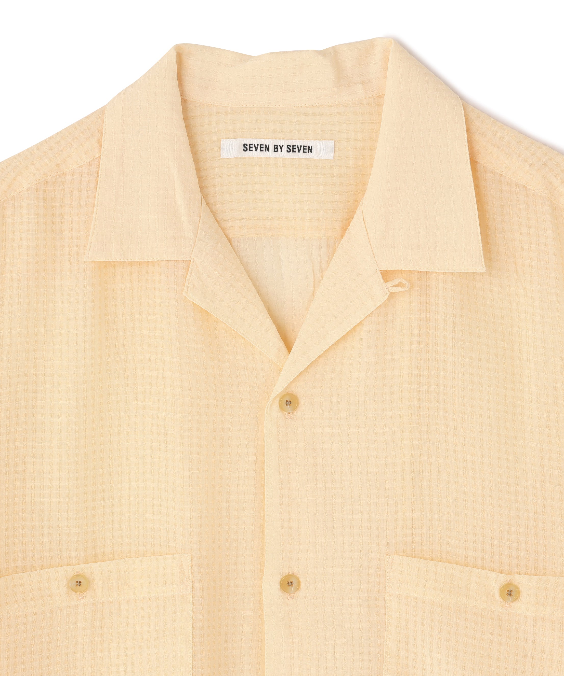 SHEER OPEN COLLAR SHIRTS S/S ‐Gingham Check Indian fabric‐ | SEVEN