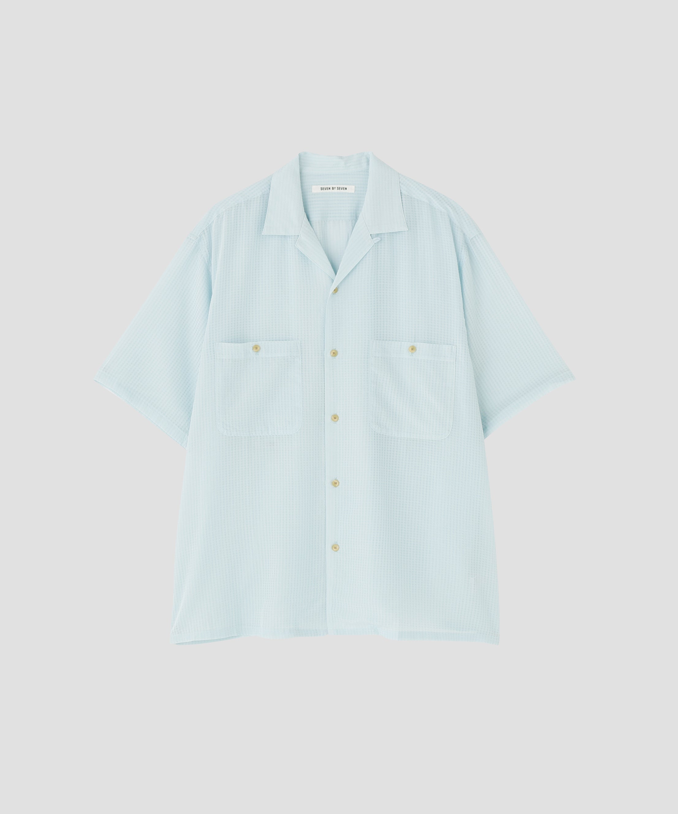 SHEER OPEN COLLAR SHIRTS S/S ‐Gingham Check Indian fabric‐ | SEVEN