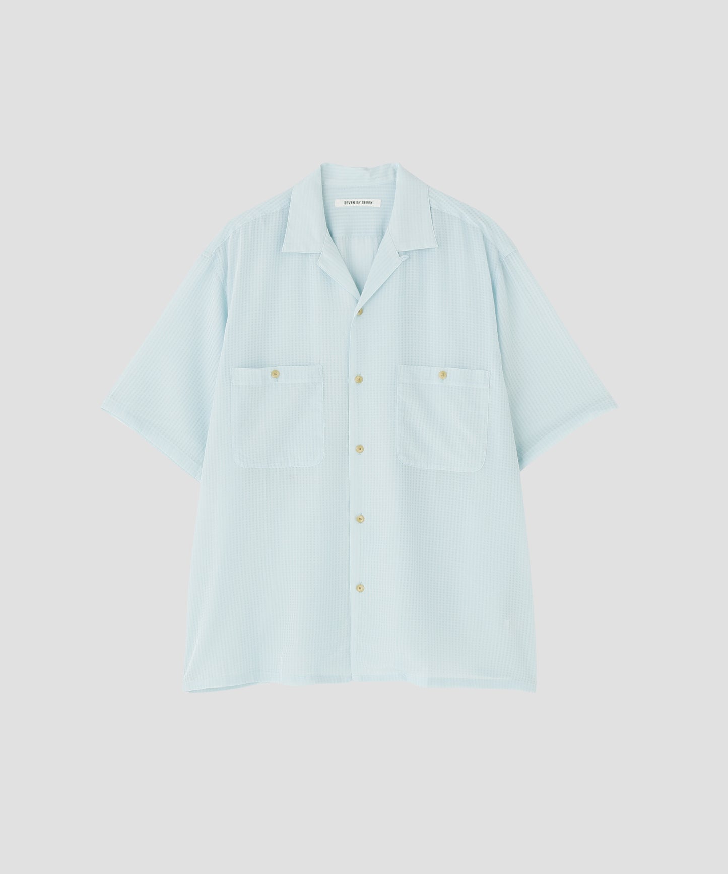 SHEER OPEN COLLAR SHIRTS　S/S ‐Gingham Check Indian fabric‐