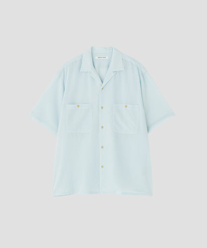 SHEER OPEN COLLAR SHIRTS　S/S ‐Gingham Check Indian fabric‐