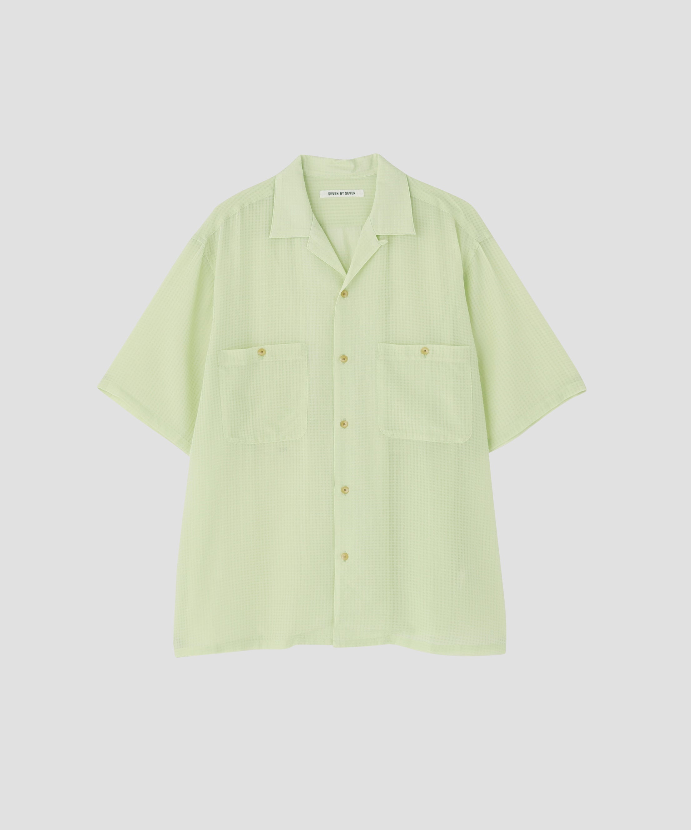 SHEER OPEN COLLAR SHIRTS S/S ‐Gingham Check Indian fabric‐ | SEVEN
