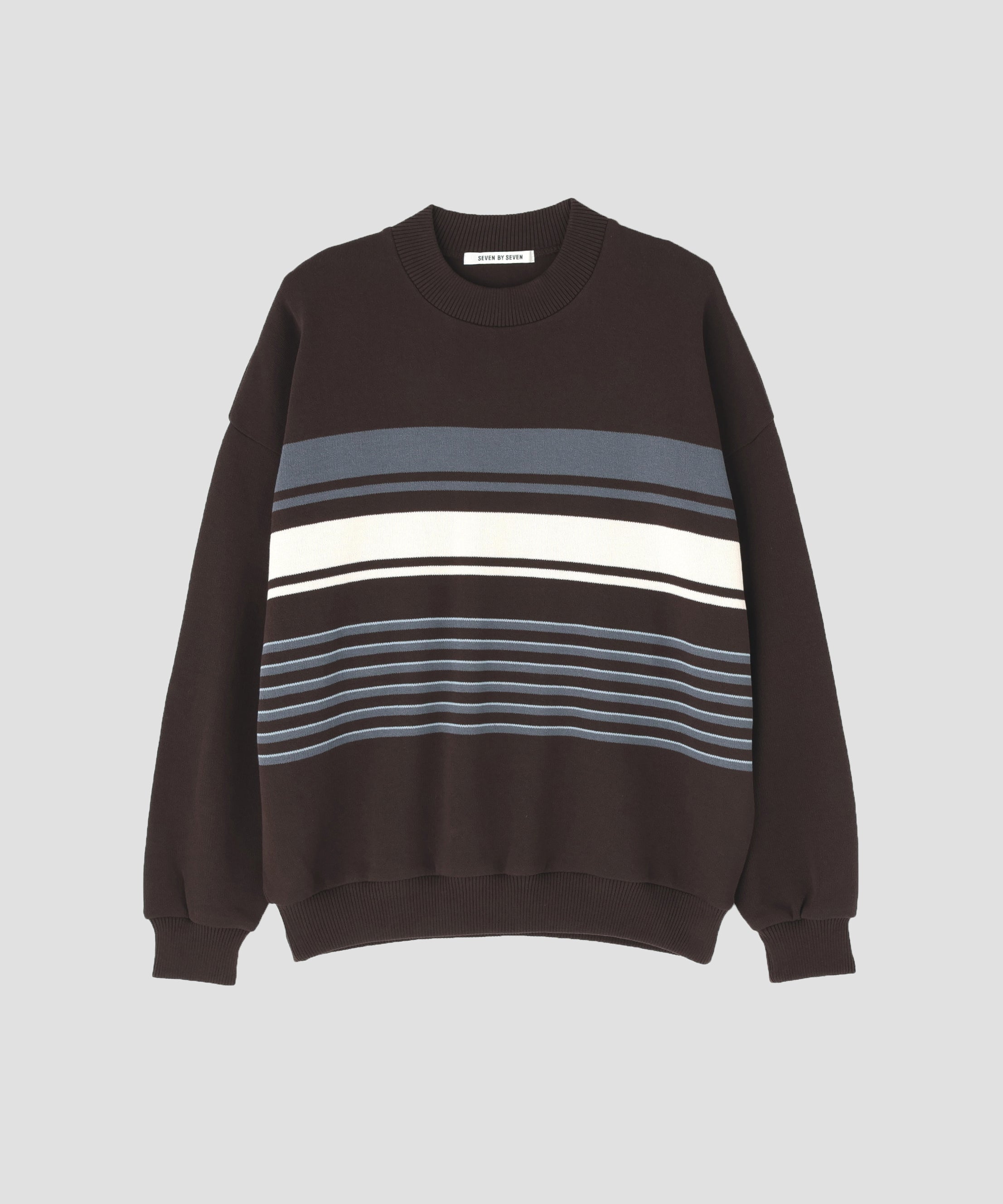 CREW NECK STRIPE KNIT SWEATER ‐Cool touch Organic cotton‐ | SEVEN