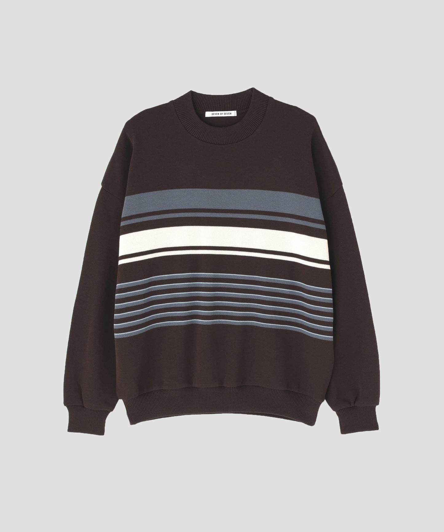 CREW NECK STRIPE KNIT SWEATER ‐Cool touch Organic cotton‐