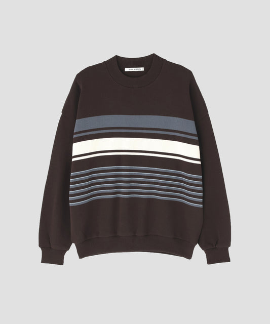 CREW NECK STRIPE KNIT SWEATER ‐Cool touch Organic cotton‐