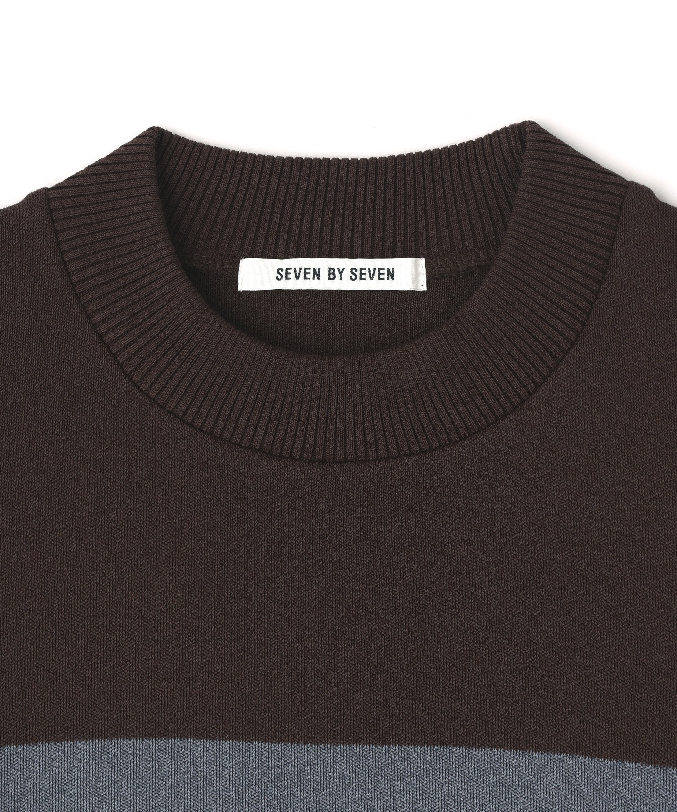 CREW NECK STRIPE KNIT SWEATER ‐Cool touch Organic cotton‐ | SEVEN