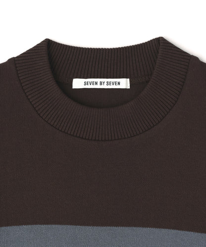 CREW NECK STRIPE KNIT SWEATER ‐Cool touch Organic cotton‐