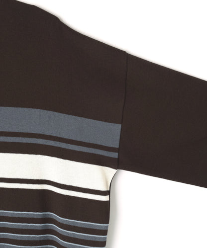 CREW NECK STRIPE KNIT SWEATER ‐Cool touch Organic cotton‐