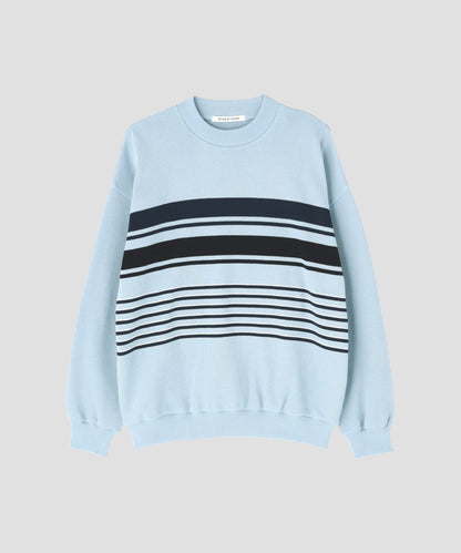 CREW NECK STRIPE KNIT SWEATER ‐Cool touch Organic cotton‐