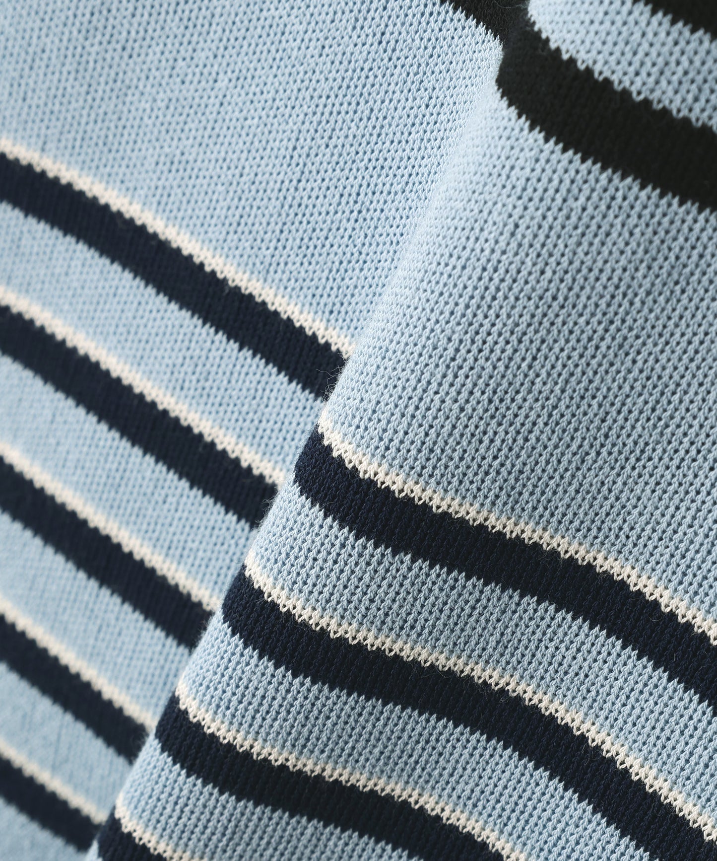 CREW NECK STRIPE KNIT SWEATER ‐Cool touch Organic cotton‐