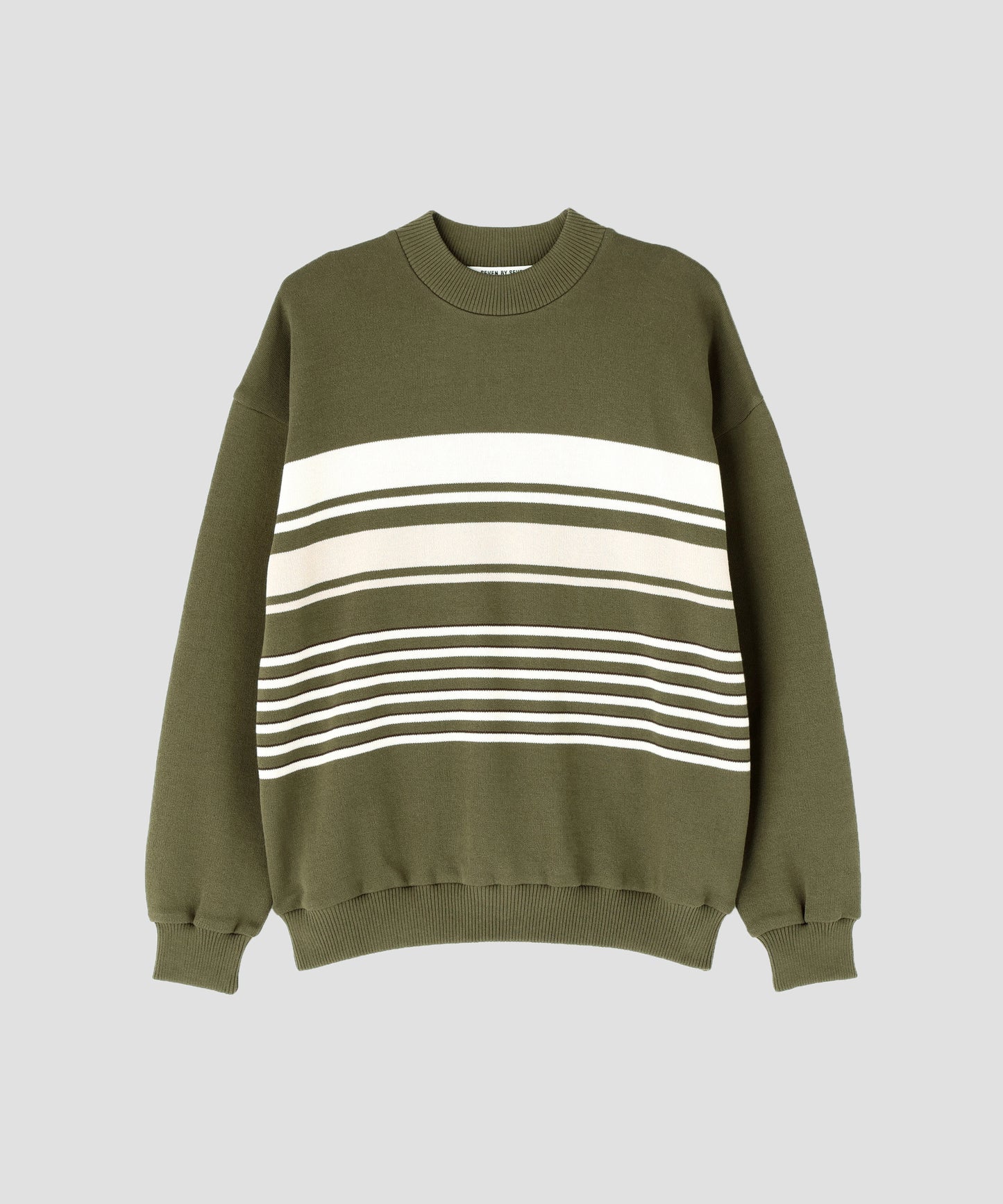 CREW NECK STRIPE KNIT SWEATER ‐Cool touch Organic cotton‐