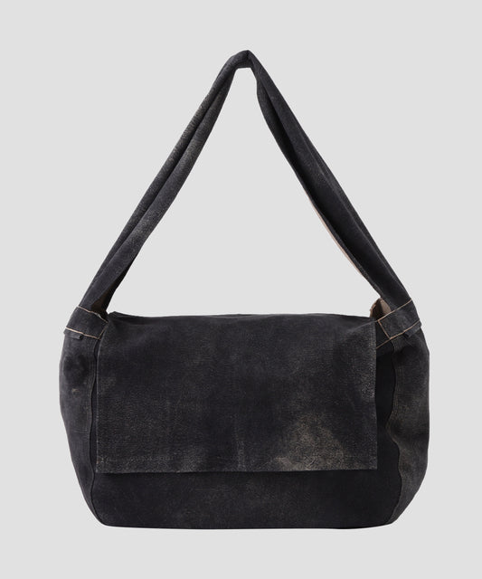 LEATHER SHOURDER BAG -Goat suede Antique finish-