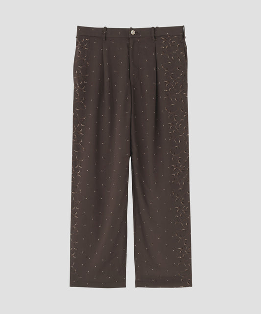 ONE TUCK WIDE TAPERD TROUSERS   - Botanical print -