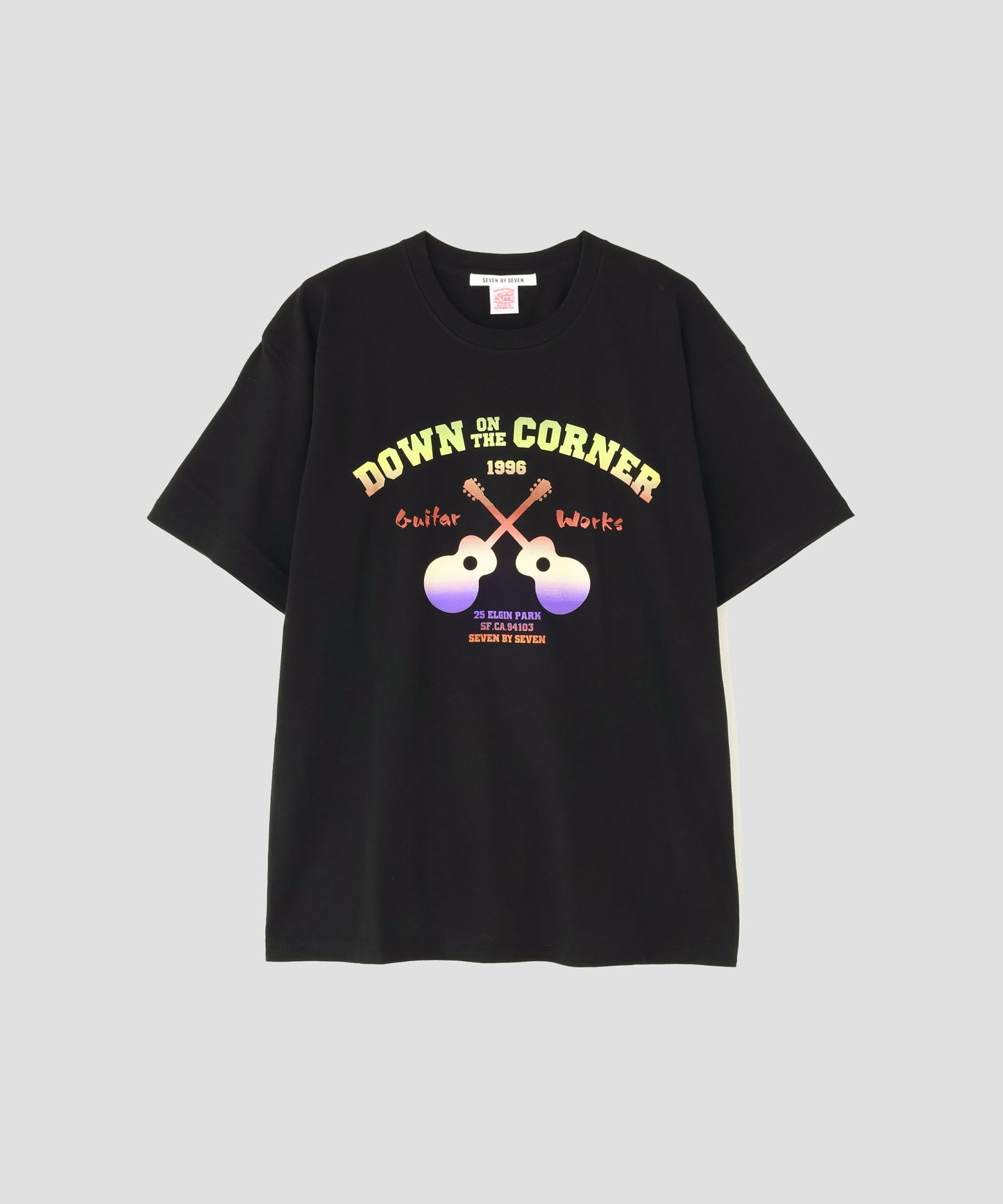 【SEVEN BY SEVEN / Down on the Corner】 GRADATION PRINT TEE ‐Guitar‐