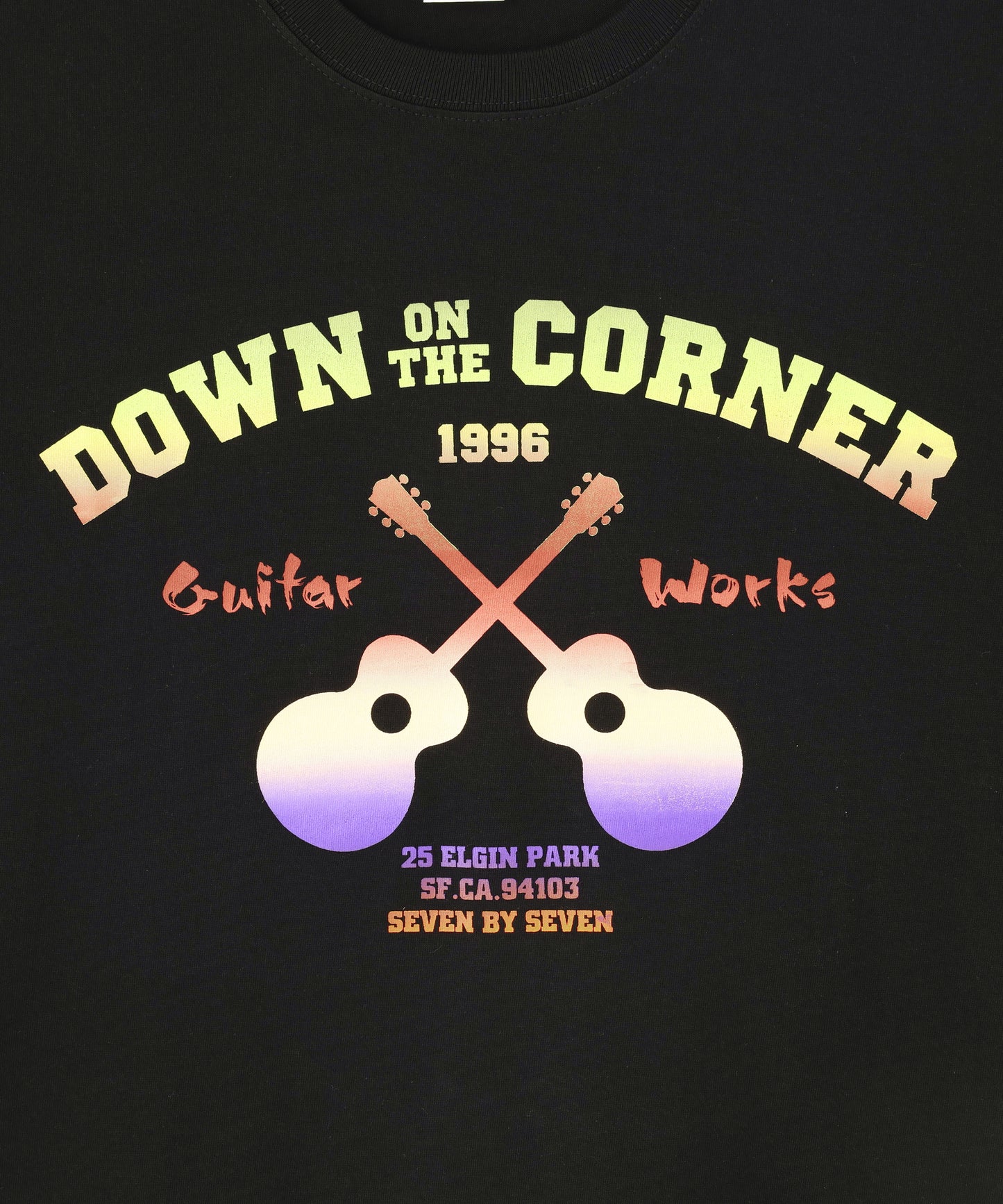 【SEVEN BY SEVEN / Down on the Corner】 GRADATION PRINT TEE ‐Guitar‐