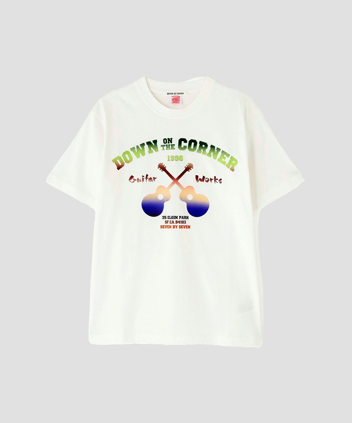 【SEVEN BY SEVEN / Down on the Corner】 GRADATION PRINT TEE ‐Guitar‐