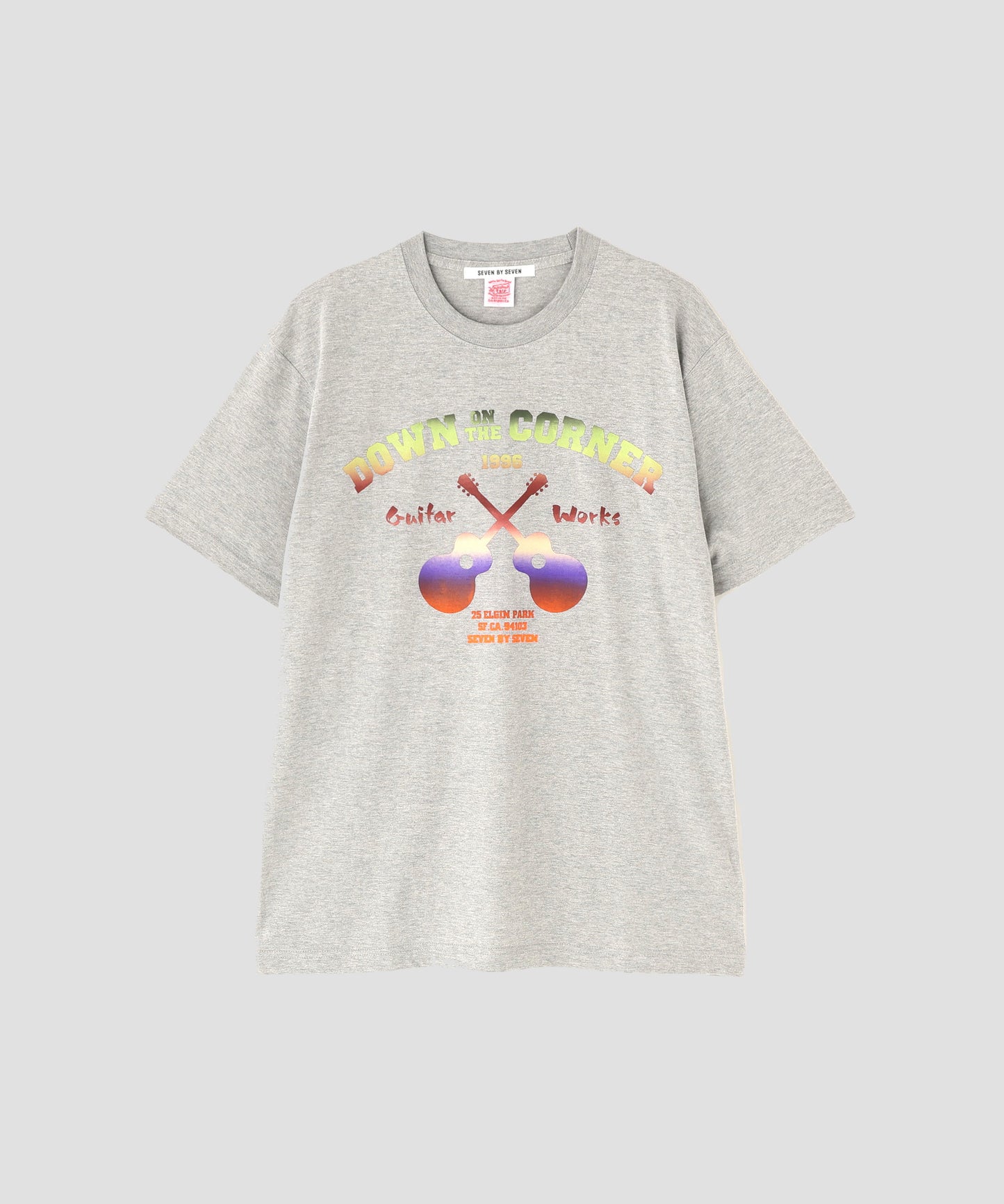 【SEVEN BY SEVEN / Down on the Corner】 GRADATION PRINT TEE ‐Guitar‐