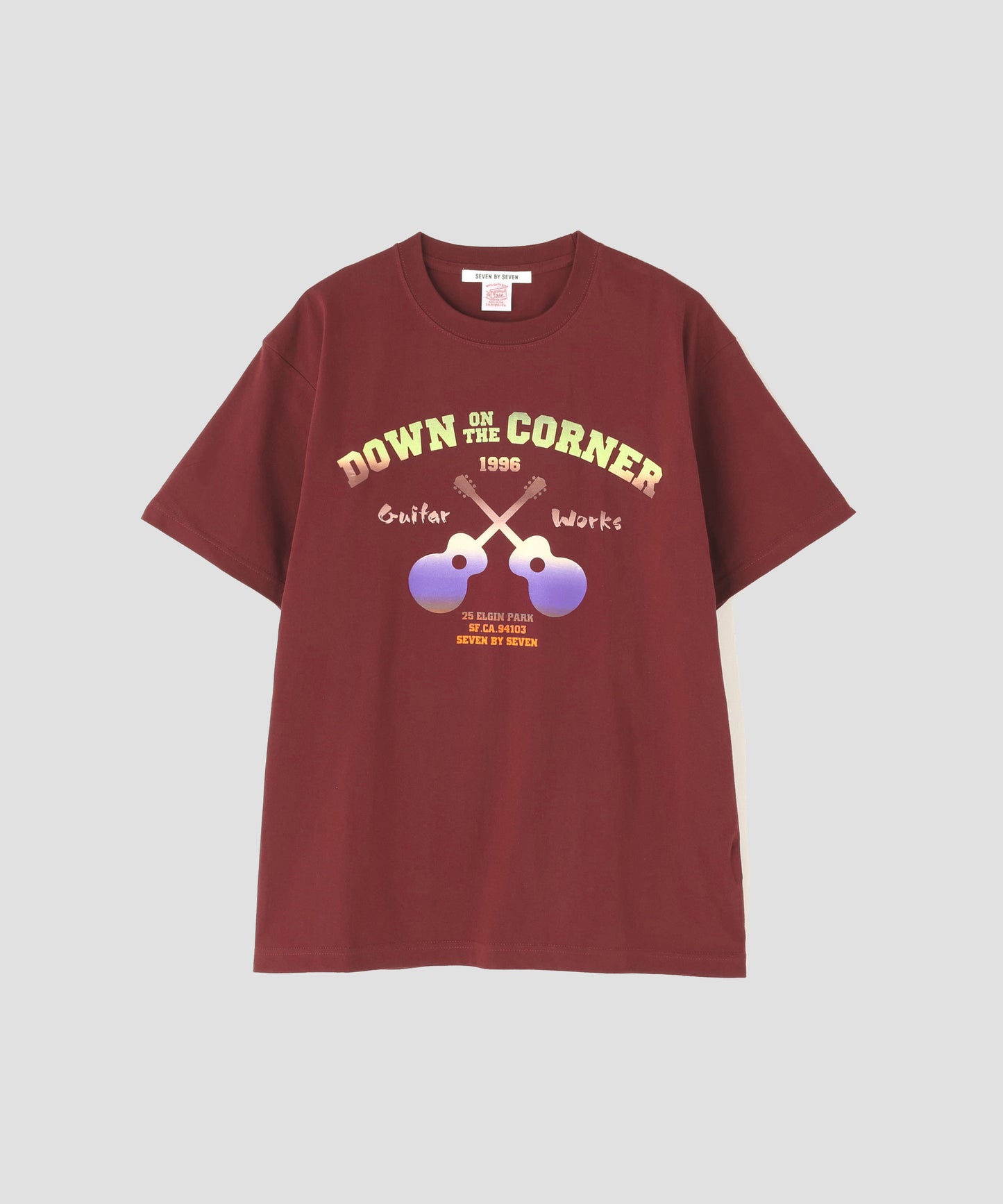 【SEVEN BY SEVEN / Down on the Corner】 GRADATION PRINT TEE ‐Guitar‐