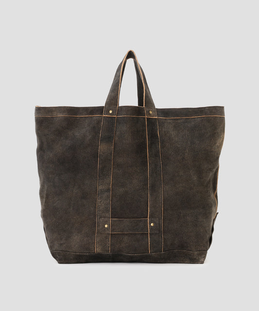 LEATHER TOTE BAG -Goat suede Antique finish-