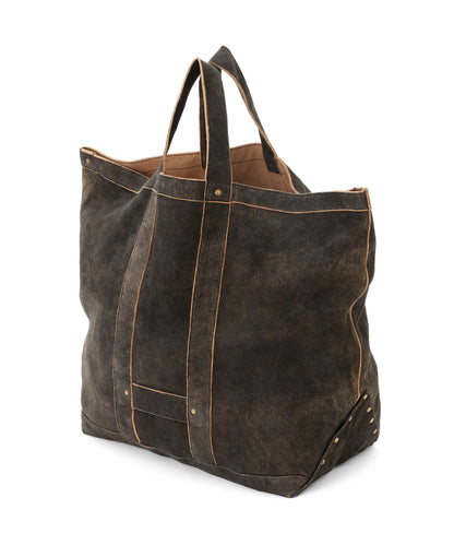 LEATHER TOTE BAG -Goat suede Antique finish-