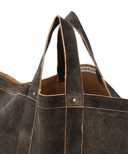 LEATHER TOTE BAG -Goat suede Antique finish-