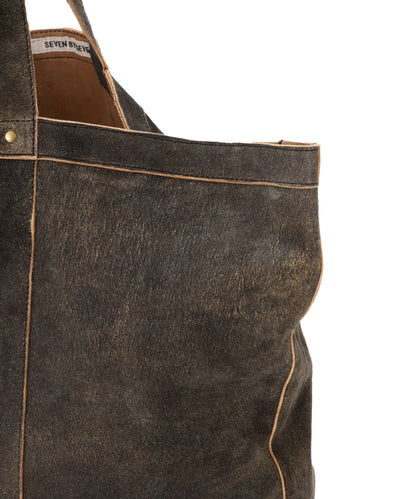 LEATHER TOTE BAG -Goat suede Antique finish-