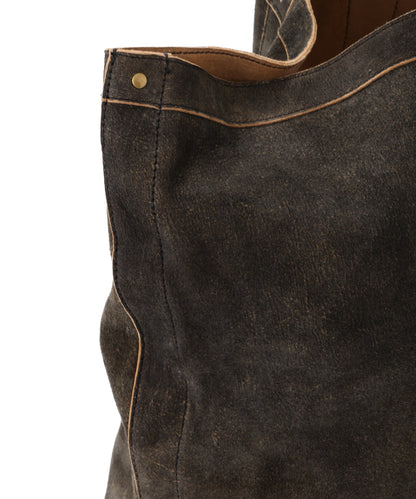 LEATHER TOTE BAG -Goat suede Antique finish-