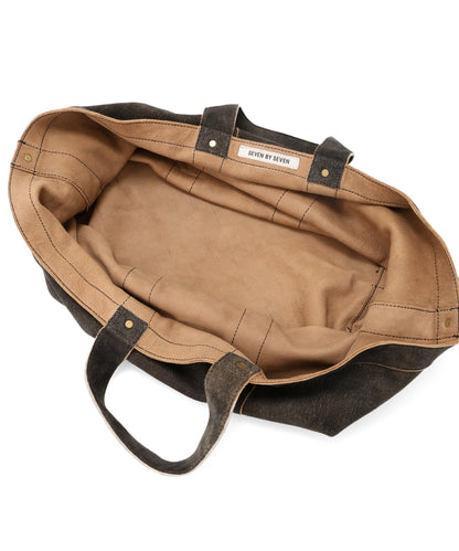 LEATHER TOTE BAG -Goat suede Antique finish-