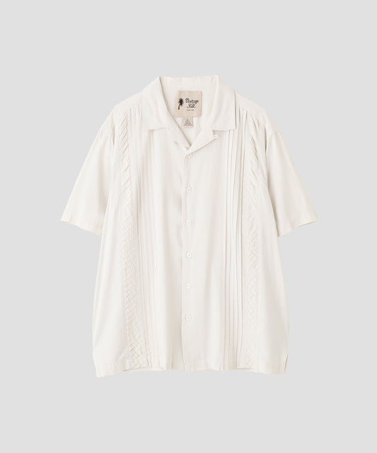 US Half Sleeve Pin Tuck Silk Shirts