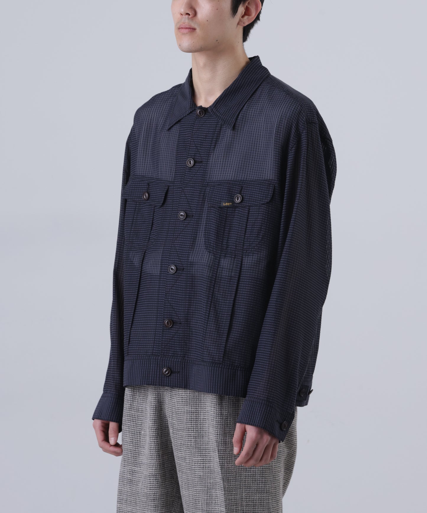 【Lee/SEVEN BY SEVEN】 SHEER COWBOY JACKET ‐Gingham Check Indian fabric‐