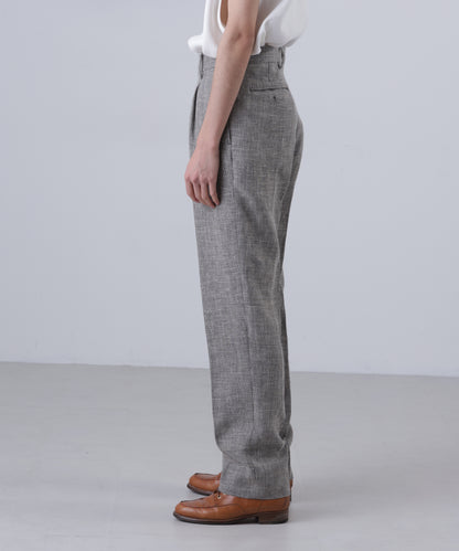 ONE TUCK TROUSERS ‐Heather Linen/Nylon*Wool crepe‐