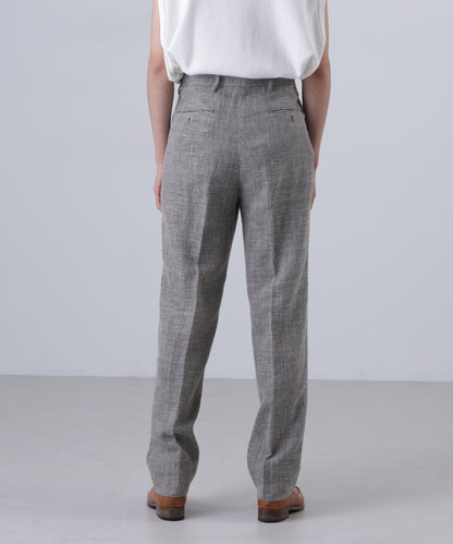 ONE TUCK TROUSERS ‐Heather Linen/Nylon*Wool crepe‐