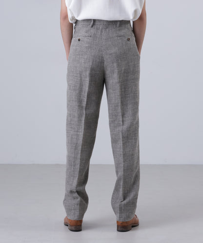 ONE TUCK TROUSERS ‐Heather Linen/Nylon*Wool crepe‐