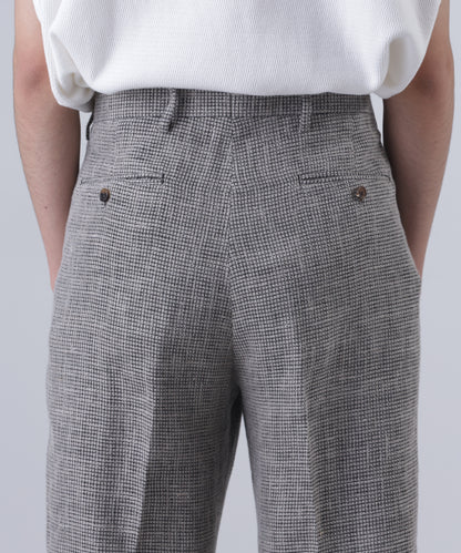 ONE TUCK TROUSERS ‐Heather Linen/Nylon*Wool crepe‐