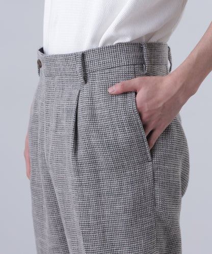 ONE TUCK TROUSERS ‐Heather Linen/Nylon*Wool crepe‐