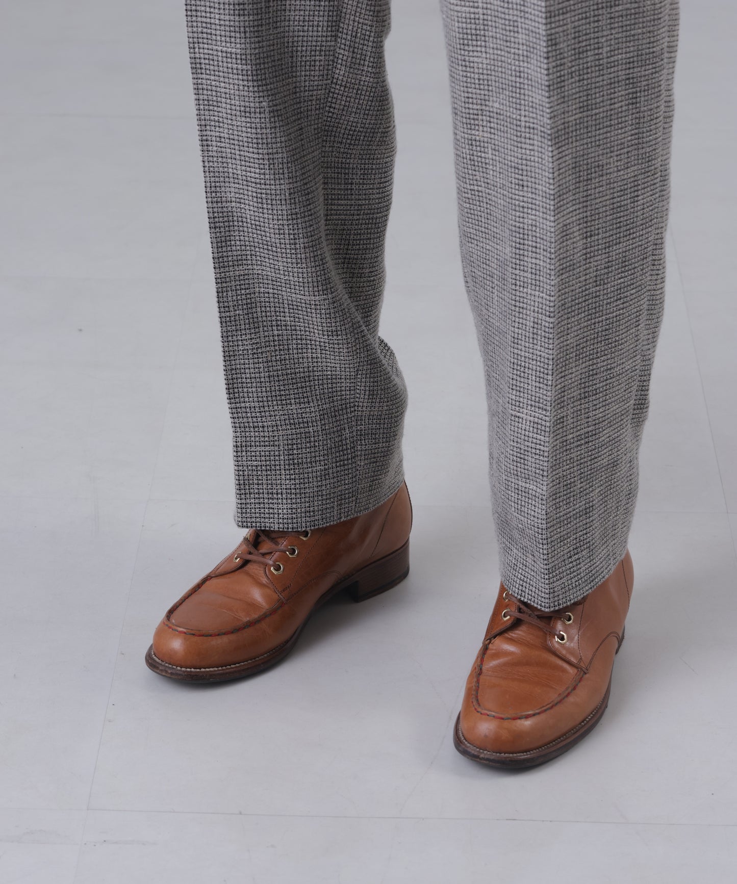 ONE TUCK TROUSERS ‐Heather Linen/Nylon*Wool crepe‐