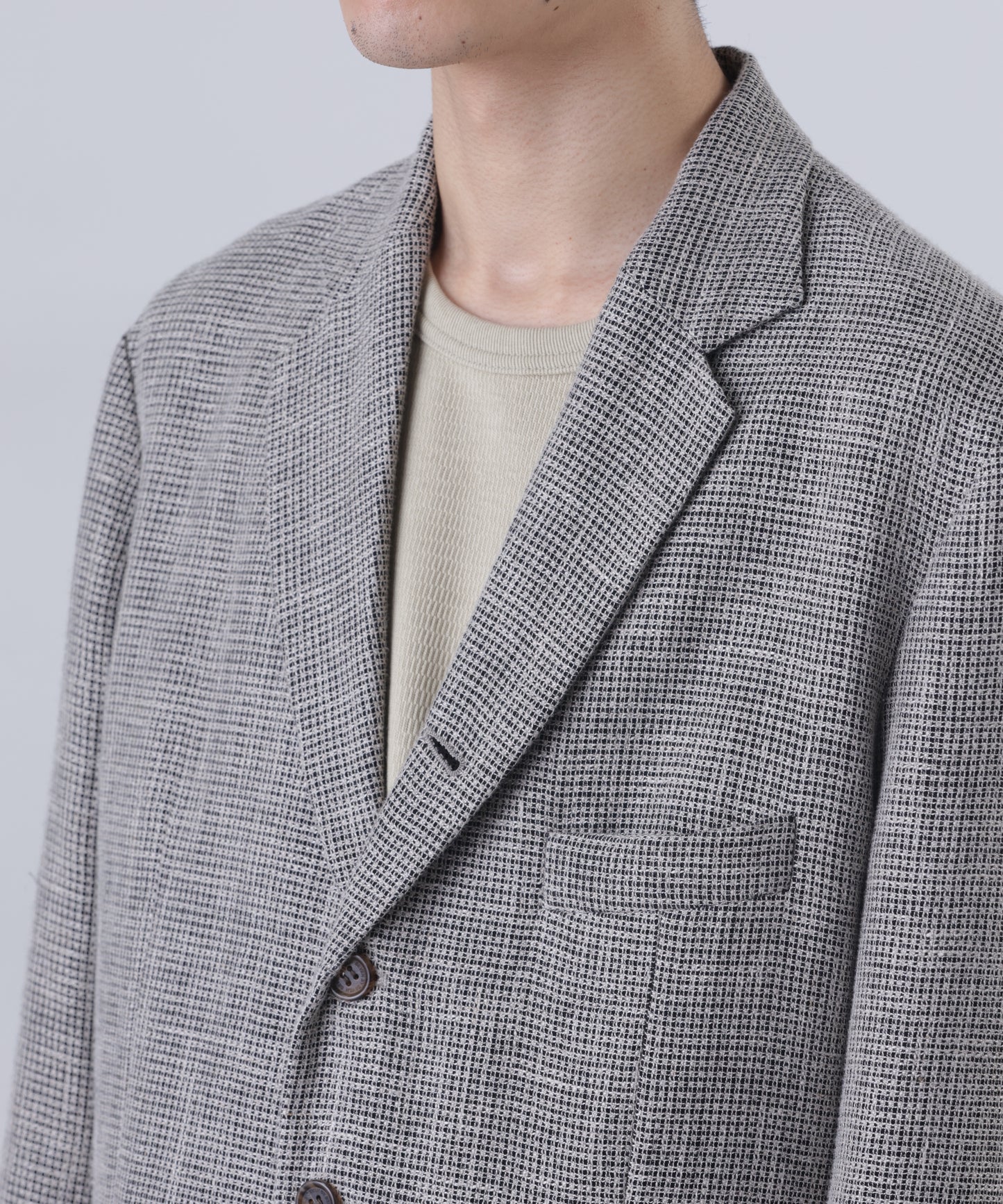 5B LOOSE TAILORED JACKET ‐Heather Linen/Nylon*Wool crepe‐