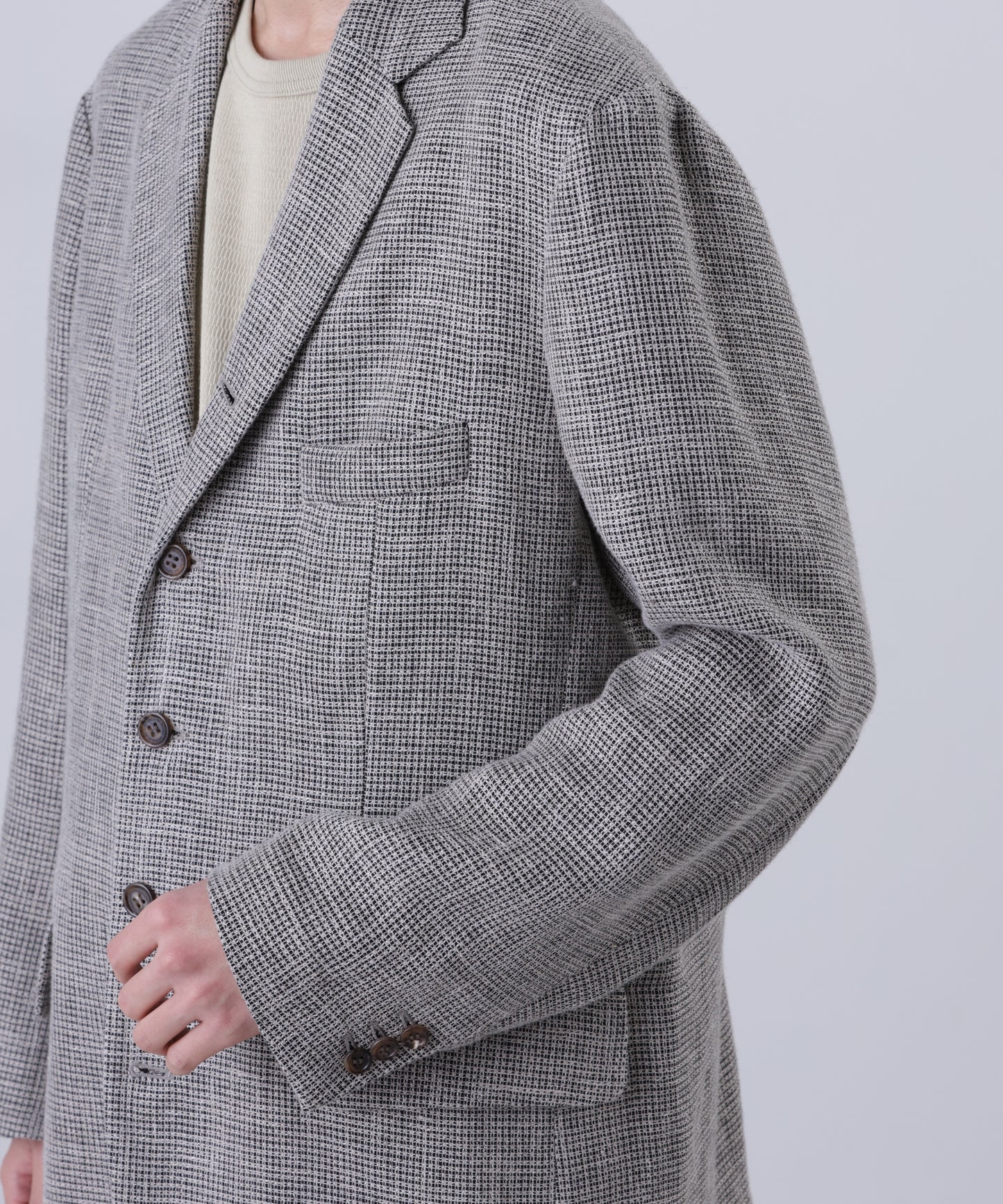 5B LOOSE TAILORED JACKET ‐Heather Linen/Nylon*Wool crepe‐