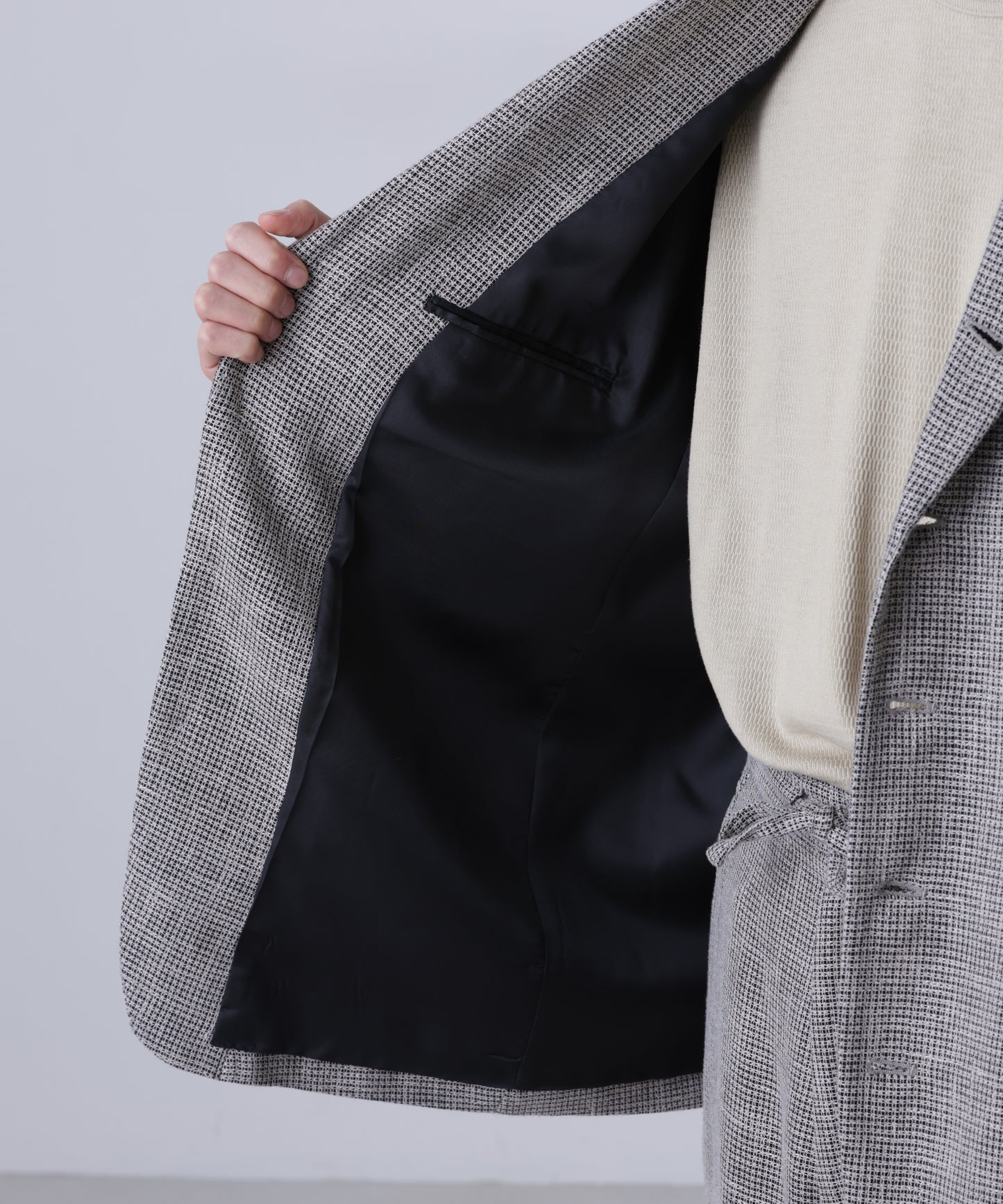 5B LOOSE TAILORED JACKET ‐Heather Linen/Nylon*Wool crepe‐