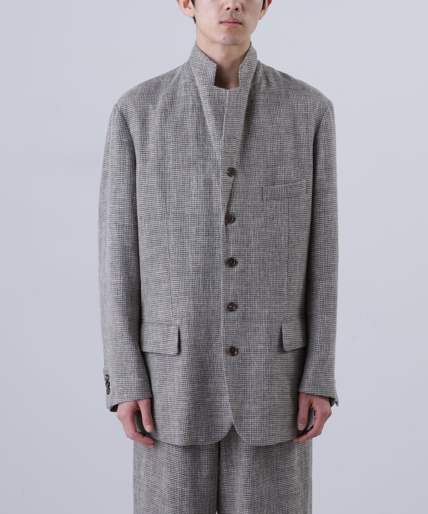 5B LOOSE TAILORED JACKET ‐Heather Linen/Nylon*Wool crepe‐