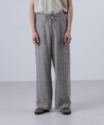 WIDE EASY TROUSERS ‐Heather Linen/Nylon*Wool crepe‐