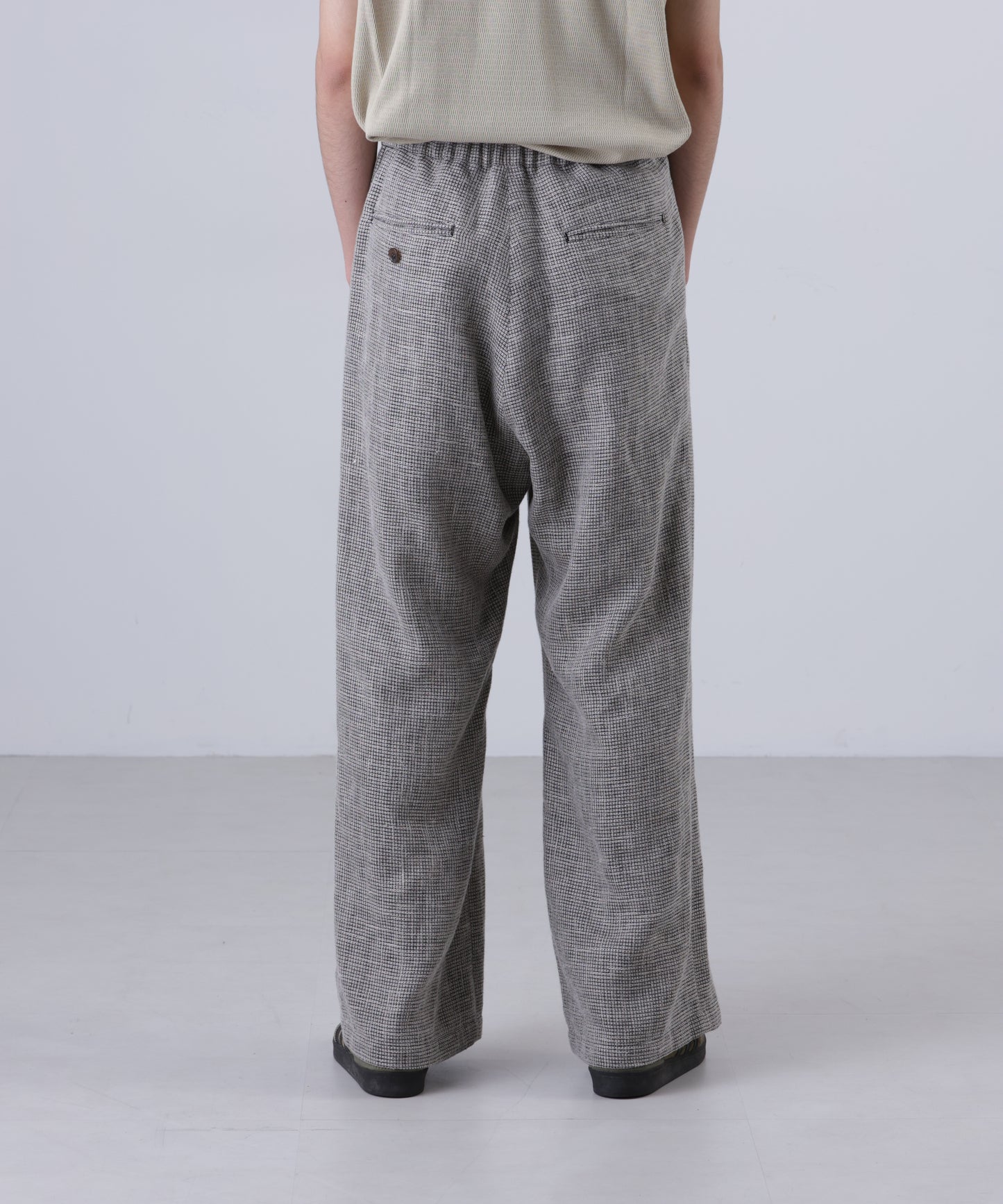 WIDE EASY TROUSERS ‐Heather Linen/Nylon*Wool crepe‐