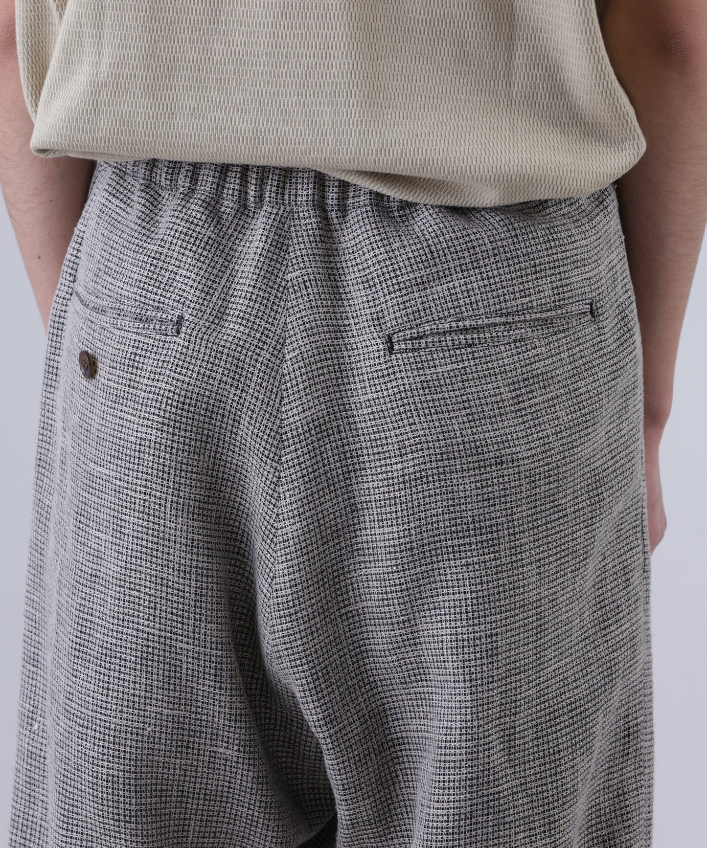 WIDE EASY TROUSERS ‐Heather Linen/Nylon*Wool crepe‐