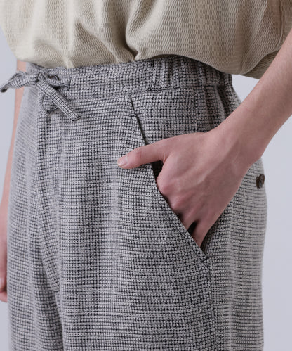 WIDE EASY TROUSERS ‐Heather Linen/Nylon*Wool crepe‐